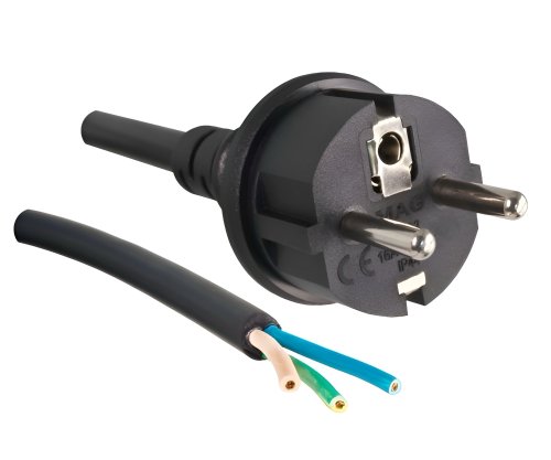 Mains cable rubber/neoprene 1.5 mm², CEE 7/7, open-end 3cm stripped, H07RN-F 3G, VDE, length 3.00m